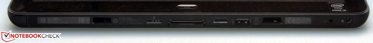 Unterseite Tablet: SIM-Karten-Schlitz, MicroSD, USB 3,0, Audiokombo, Netzanschluss