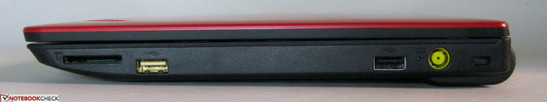 Rechte Seite: 4-in-1 Kartenleser, 2x USB-2.0, Stromanschluss, Kensington Security Slot