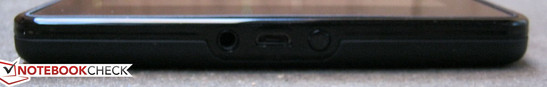 Vorderseite: 3.5mm Kopfhöreranschluss, micro-USB 2.0, Stromschalter