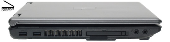 Esprimo M9400 linke Seite: 2x USB-2.0, Lüfter, Kartenleser, ExpressCard/54, Mikrofon, Kopfhörer