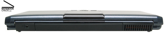 One C8510 Rückseite: Netzanschluss, Akku, Lüftungsschlitze