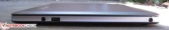 Rechte Seite: 3.5mm Kombi-Audio, USB 2.0, Stromanschluss