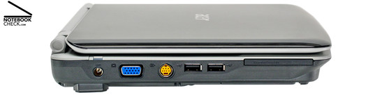 Acer Aspire 2920 linke Seite: Netzanschluss, VGA, S-Video Out, 2x USB-2.0, ExpressCard/54