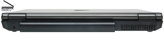 Zepto Znote 3415W Rückseite: Kensington Lock, Akku, Lüftungsschlitze