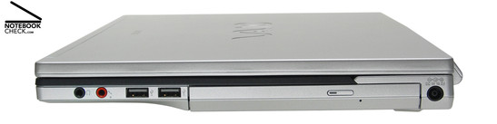 Sony Vaio VGN-FZ31Z rechte Seite: Kopfhörer, Mikrofon, 2x USB-2.0, Blu-ray-Laufwerk, Netzanschluss