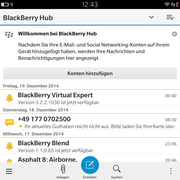 Im BlackBerry Hub werden alle Benachrichtigungen gesammelt.