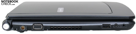 Notebookcheck.com | Butterfly s linke Seite: Stromversorgung, VGA, Lüfter, 1x USB-2.0, Mikrofon, Kopfhörer
