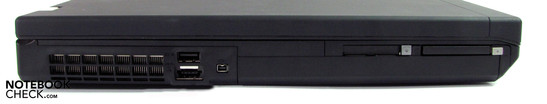 Linke Seite: eSata/USB Kombi, USB 3.0, FW400, ExpressCard/34, Compact Flash