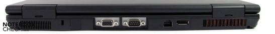 Rückseite: Kensington, RS 232, VGA, LAN, Displayport