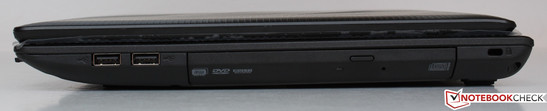 Rechte Seite: 2x USB 2.0, DVD-Brenner, Kensington Lock
