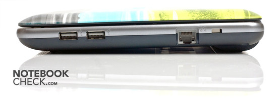 Rechte Seite: 2x USB 2.0, RJ-45, Kensignton Lock