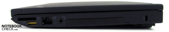 Rechte Seite: Cardreader, USB 2.0, LAN, Audio, Kensington