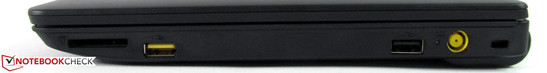 Rechte Seite: Cardreader, powered USB 2.0, USB 2.0, Netzanschluss, Kensington