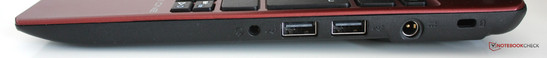Rechte Seite: Audiokombianschluss, 2 x USB 2.0, Stromanschluss, Kensington Lock