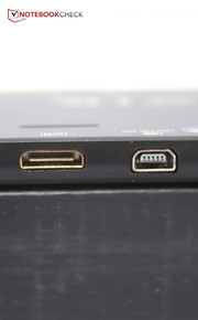 micro-HDMI- und micro-USB-Anschluss finden sich an der Oberseite des Geräts.