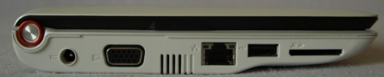 Linke Seite: Storage Expansion via SD Cardreader, 1xUSB, LAN, Lüfter, VGA, Strom