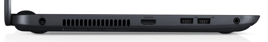 linke Seite: Netzanschluss, HDMI, 2x USB 2.0, Audiokombo (Bild: Dell)