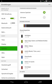 Von den 16 GB Flashspeicher stehen knapp 13 GB zur freien Verfügung.