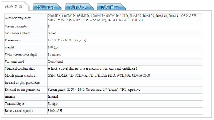 Die gelisteten Spezifikationen des KNT-AL20 deuten eindeutig auf QHD-Display