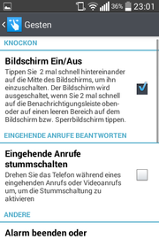 Auch das Aktivieren und deaktivieren des Bildschirms kann per Klopfen durchgeführt werden.