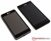 Im Größenvergleich mit dem 4,7 Zoll Huawei Ascend P2.