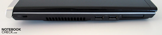 Linke Seite: Kensington Lock, 2x USB, ExpressCard 34mm