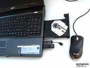 Optisches Laufwerk in der Mitte rechts.