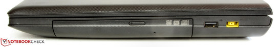 rechte Seite: DVD-Brenner, USB 2.0, Netzanschluss
