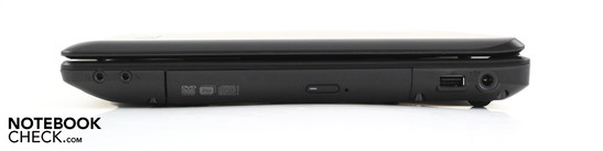 Rechte Seite: Line-Out, Mikrofon, DVD-Brenner, USB, AC