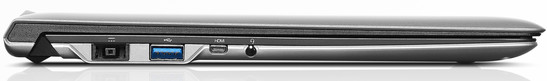 linke Seite: Netzanschluss, USB 3.0, Mini HDMI, Audiokombo (Bild: Lenovo)
