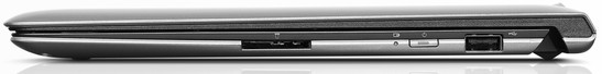rechte Seite : Speicherkartenleser, Power-Button, USB 2.0 (Bild: Lenovo)