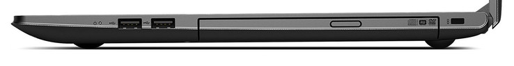 Rechte Seite: 2x USB 2.0, DVD-Brenner, Steckplatz für ein Kabelschloss
