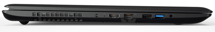 linke Seite: Netzanschluss, HDMI, Fast-Ethernet, USB 2.0 (Typ A), USB 3.0 (Typ A), Audiokombo