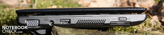 Linke Seite: VGA, Strom, USB, CardReader