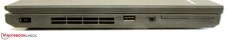 linke Seite: Netzanschluss, USB 3.0, Audiokombo