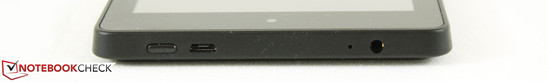 Oben: Power-Button, Micro-USB, Mikrofon, 3,5-mm-Klinke