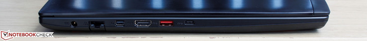 links: Netzteil, Gigabit-Ethernet, Mini-DisplayPort, HDMI, 1x USB 3.0, 1x USB 3.1 Type-C Gen. 2
