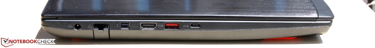 links: Netzteil, Gigabit-Ethernet, Mini-DisplayPort, HDMI, 1x USB 3.0, 1x USB 3.1 Type-C Gen. 2
