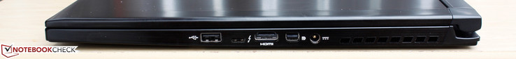 rechts: USB 2.0, USB Type-C mit Thunderbolt 3, HDMI 2.0, Mini-DisplayPort 1.2, Stromadapter