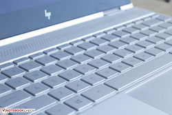 Die aufgedruckten Buchstaben bieten keinen starken Kontrast zur silbernen Farbe.