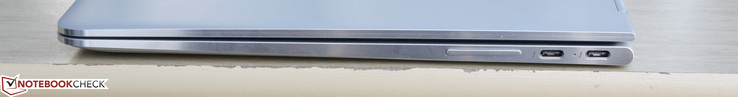 rechte Seite: 2x USB-Type-C + Thunderbolt 3, Lautstärkeregler