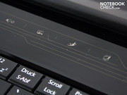 Die zwei rechten Markierungen sind keine Tasten, sondern Status LEDs für den Gaming-Mode (GT 425M) und den Energiespar-Mode (Intel HD).