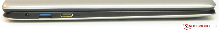 Linke Seite: Netzanschluss, USB 3.0 (Typ A), Mini HDMI