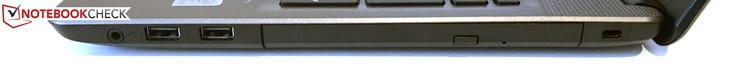 Rechts: 3,5-mm-Combo, 2x USB 2.0, DVD-Brenner, Kensington Lock