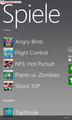 Games-Menü-Oberfläche der Xbox 360