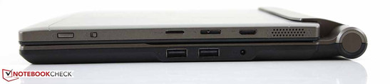Rechts: Power-On, Rotation Lock, MicroSD, Micro USB 3.0, Mini HDMI (Tablet); 2 x USB 2.0, AC