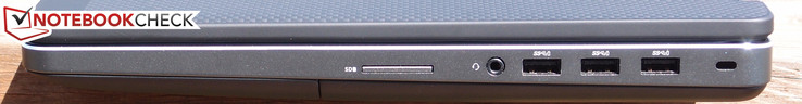 Rechts: SD-Kartenleser, 3,5 mm Kombi-Audio, USB 3.0 x3, Kensington Lock