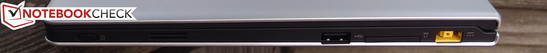 rechte Seite: Bildschirmsperre, USB 2.0, SD/MMC Kartenleser, Ladeschnittstelle