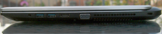 Rechts: Audio, USB 3.0, HDMI, VGA, Lüfter, Kensington