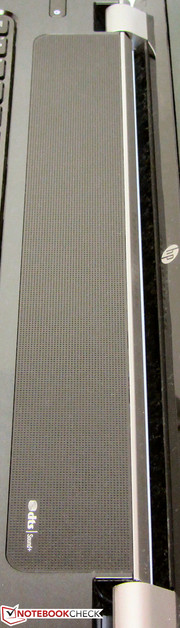 Die Lautsprecher sitzen hinter einer gelochten Abdeckung.